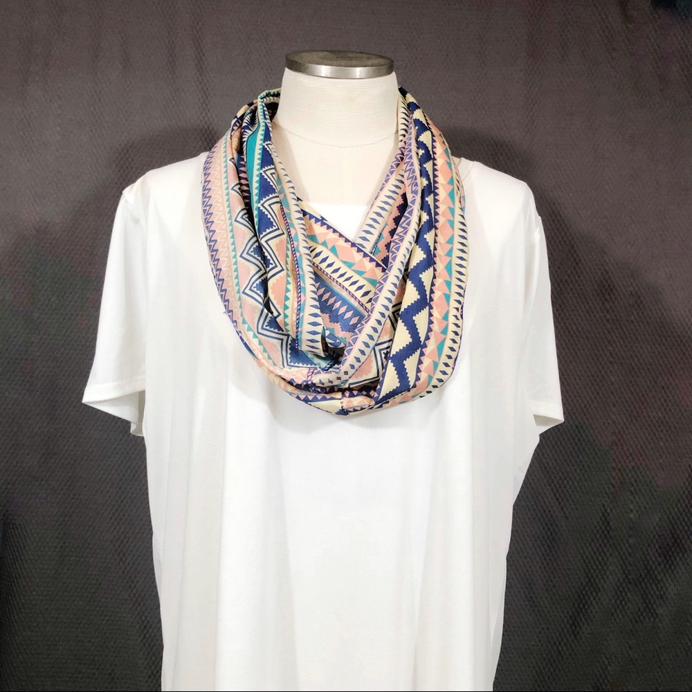 Aztec Pastel Striped Print Infinity Scarf